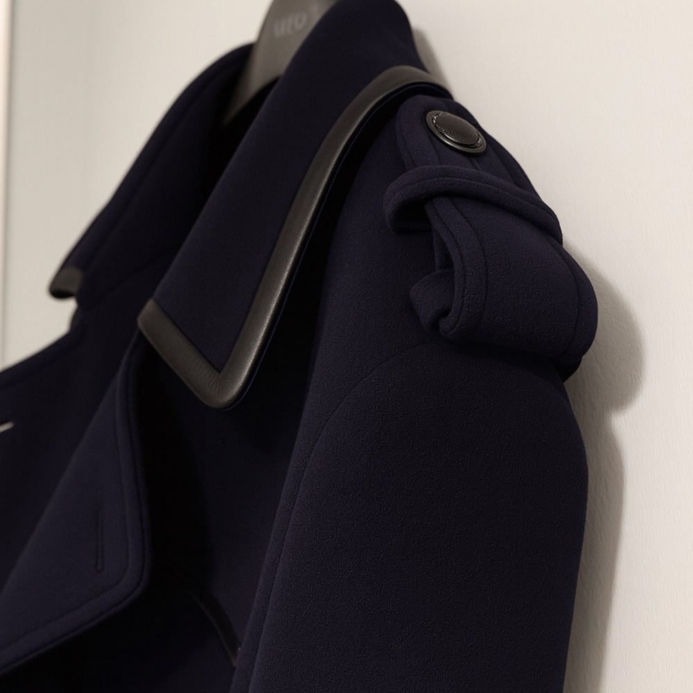 The Kooples Wool Cashmere Navy Military Trench Coat Size 36 - US S - Picture 9 of 15
